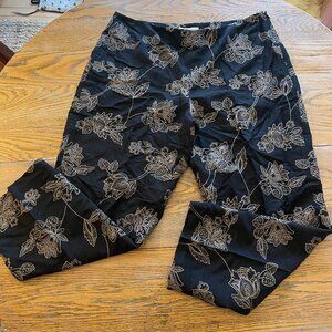 TOMMY BAHAMA lined silk crop embroid pant/14(matching top separate listing)